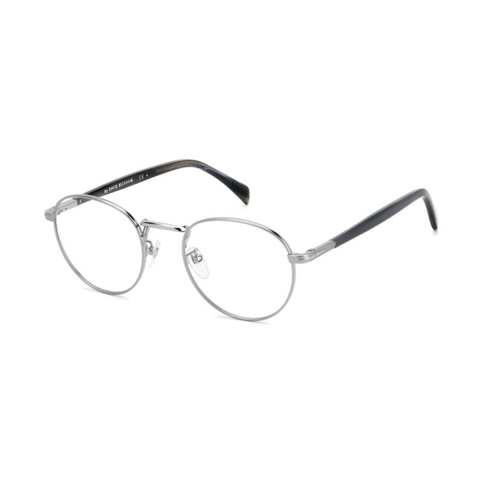 David Beckham Eyeglasses Round Full Rim, Ruthenium/Grey Frame and Clear Demo